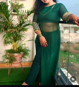 green kurti set