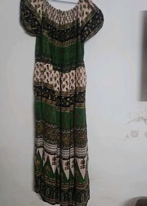 Boho Green Print Dress
