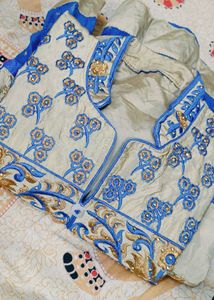Blue Floral Embroidered Top