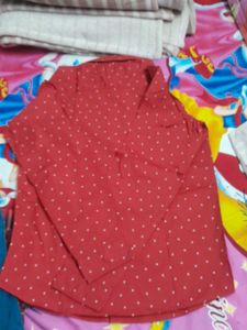 Benetton Red Polka Dot Shirt