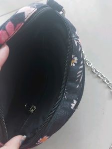 Black Floral Sling Purse