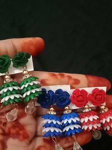 Colorful Flower Jhumka Earrings