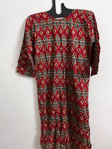 Printed Red and black kurta combo