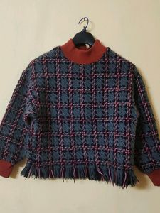 High Neck Woolen Crop Top For Women