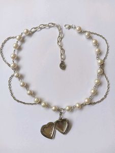 Pinteresty Pearls Heart Locket Necklace 𐙚 ♡