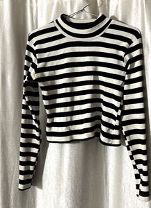 Striped Mock Neck Top