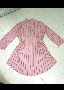 Striped Button-Down Tunic Top