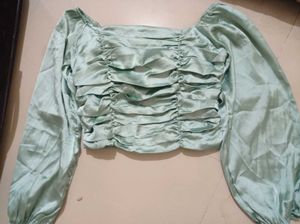 Elegant Mint Green Ruched Top