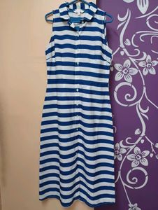 Striped Sleeveless Shirt Dress