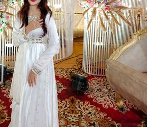 White Satin Pakistani Gown 1pc