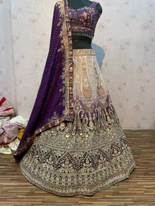 Purple & Gold Embroidered Lehenga