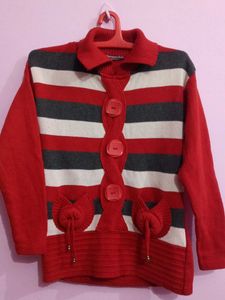 Striped Button-Down Sweater