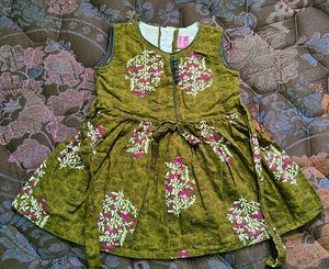 Cute Olive Green Floral Dress