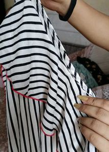Striped Ruffle Trim Top