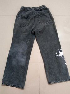 Grunge Graphic Print Wide Leg Jeans