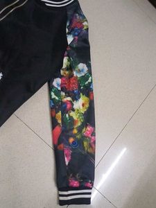 Floral Sleeve Bomber Jacket