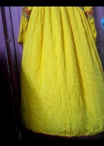 ₹350 Yellow Embroidery Gown Frock