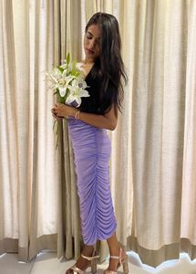 Purple Ruched Midi Dress