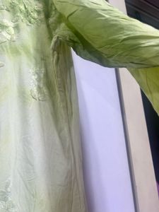 Green Tie Dye Chikankari Embroidered Kurta