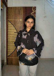 Floral Print Bow Tie Blouse