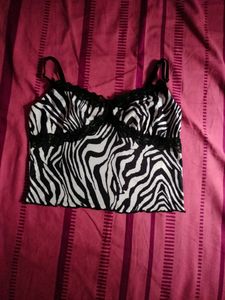 Shein Zebra Print Lace Top Size M