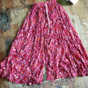 Red Patterned Palazzo Pants