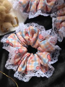 Cherry ft.Lace Trim Cotton Scrunchy