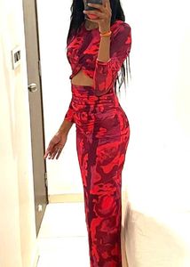 Red Floral Bodycon Dress