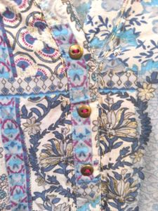 Blue patchwork Kurta with golden detailing