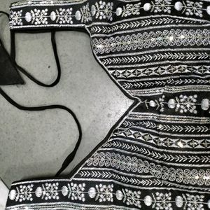 Black Colour Chicken Work Sequence Blouse