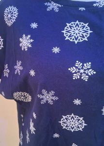 Blue Snowflake Print Top