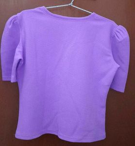 COMBO Yellow Gingham &amp; Purple Ribbed Crop Top