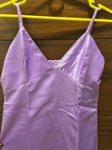 Lilac Satin Mini Slip Dress