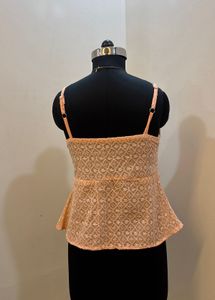 Peach Embroidered Tank Top