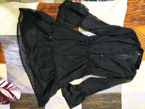 Black Sheer Ruffle Dress
