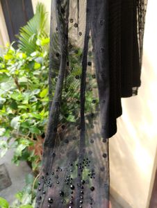 Black Coloured Top With Net On Neck And Arms