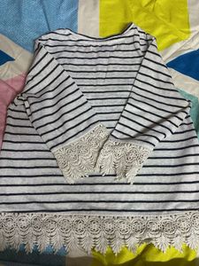 Striped Lace Trim Top