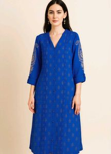 New Printed Navy Blue Kurti