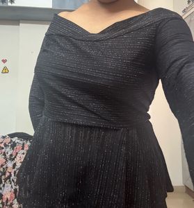 Elegant Black Long Sleeve peplumTop