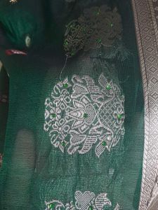 pure banarasi silk Green with rich Pallu