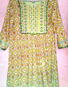 Yellow Floral Print Kurta