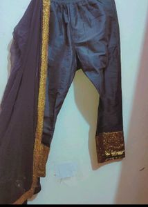 Black Plazo With Sequins Work Dupatta 30 Waist
