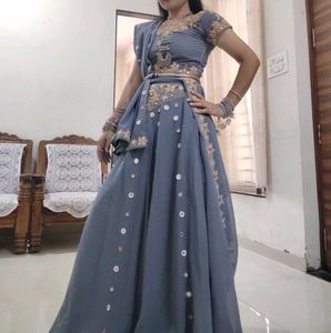 Classy Mirror Work Lehanga Choli And Chunri Set ❤️