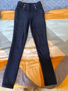 Navy High-Waisted Pants