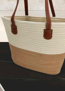 Two-Tone Woven Tote Bag