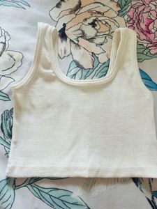 White Ribbed Tank Top