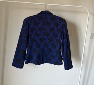 Royal Blue Paisley Print Fitted Blazer