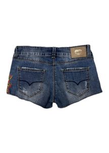 Denim Shorts with Floral Embroidery