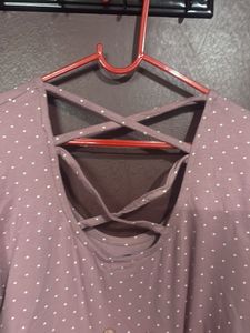 Mauve Polka Dot Fit &amp; Flare Dress