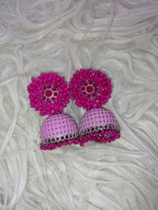 Pink Jhumka Earrings